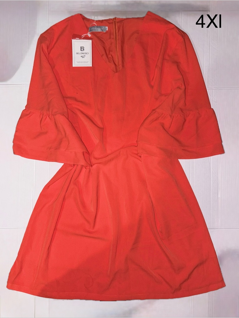 Orange Bell-Sleeve Women’s Dress